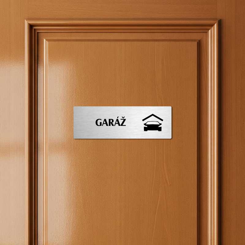 Garáž, 200x66mm, zlatá popiska s okrasným rámečkem  